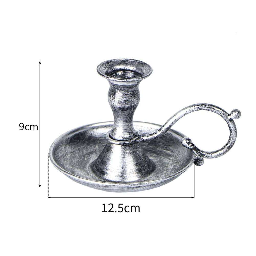 Retro Handheld Holder Table Candlelight Tabletop Desktop Iron Candlestick Candle Stand for Home Dining Room XJ260305