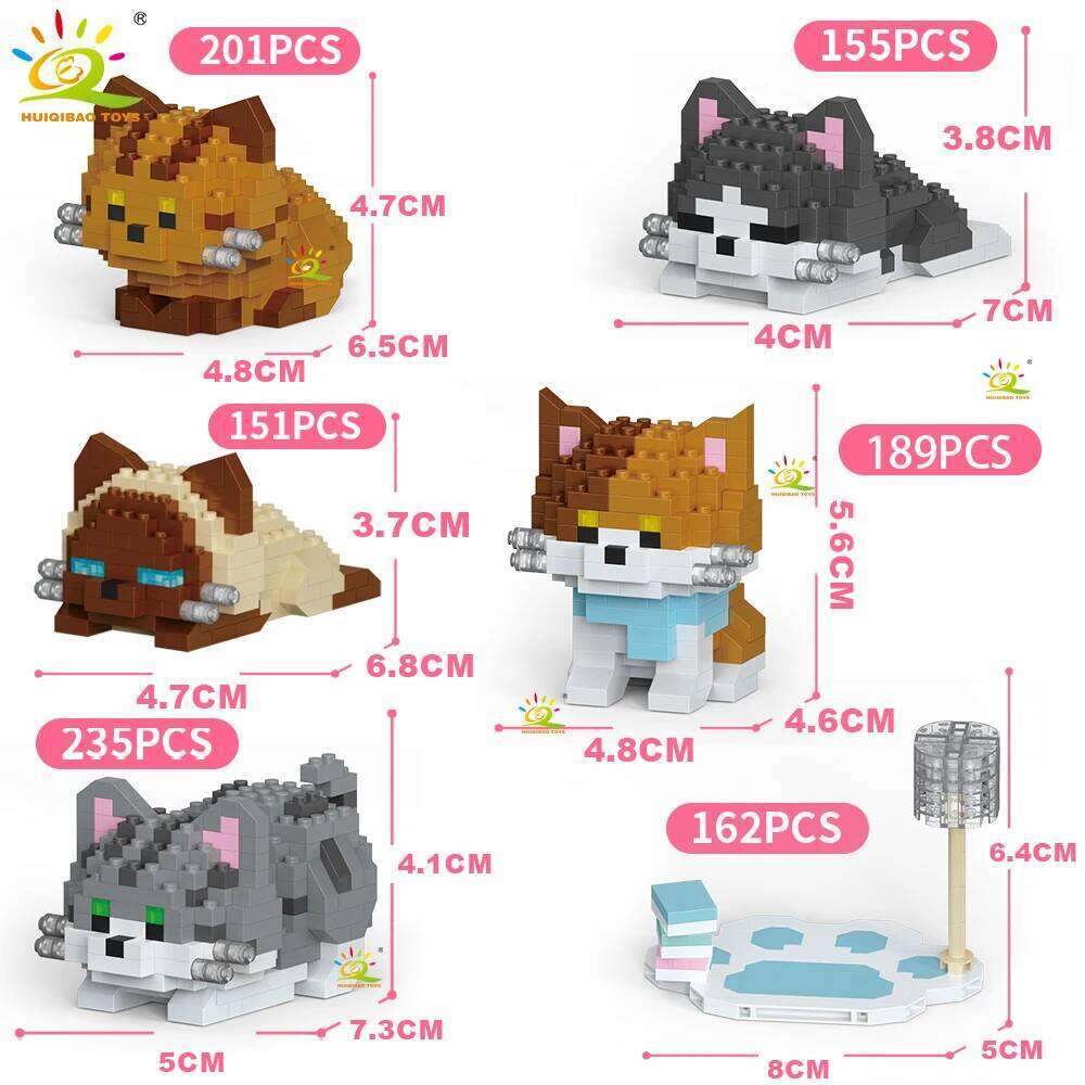 HUIQIBAO MOC Cute animal model Micro Building Block Panda Rabbit Bee Mini Diamond Model Brick Toy for Children Desk Decor. Z260306