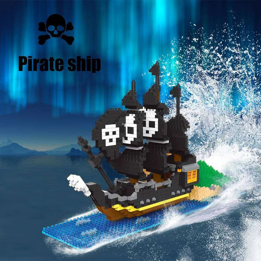 760PCS Pirate Ship, Model Toy, Micro Particles, Ornaments, Gift Box, Exercise Puzzle Hands-on Ability, Boys, Children Z260305