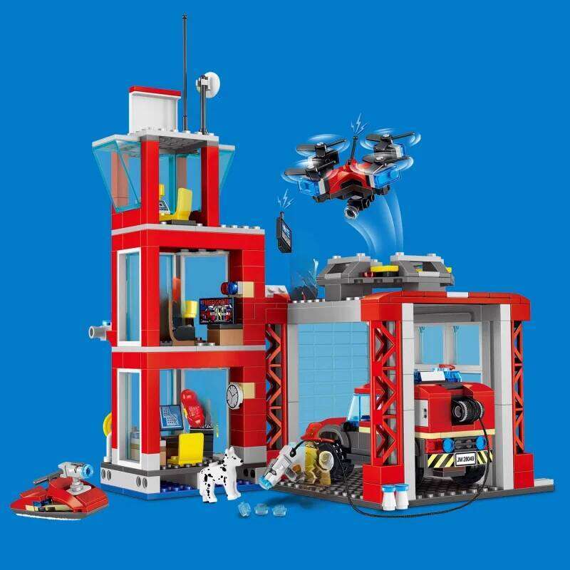Firefighter Downtown Fire Station Building Model Block Brick Home Decor Toys Christmas Birthday Gift For Children Z260306