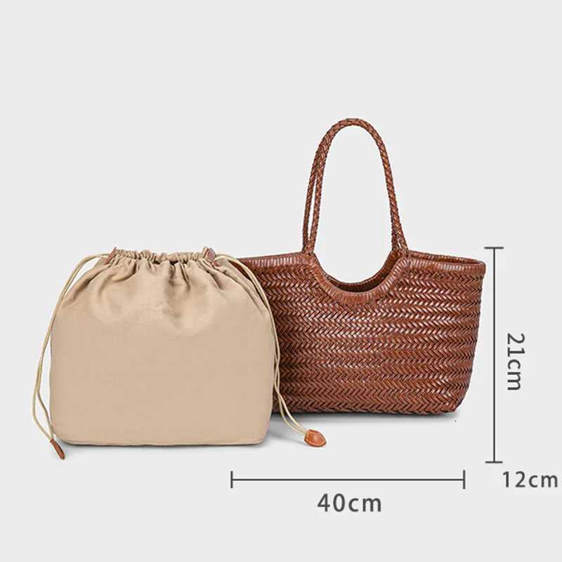 Handbags Womens Genuine Leather Shoulder Bag Weaving Casual Shopping Bag Vintage Big Tote Purse Cowhide Cross Hand Bags Lady H260306
