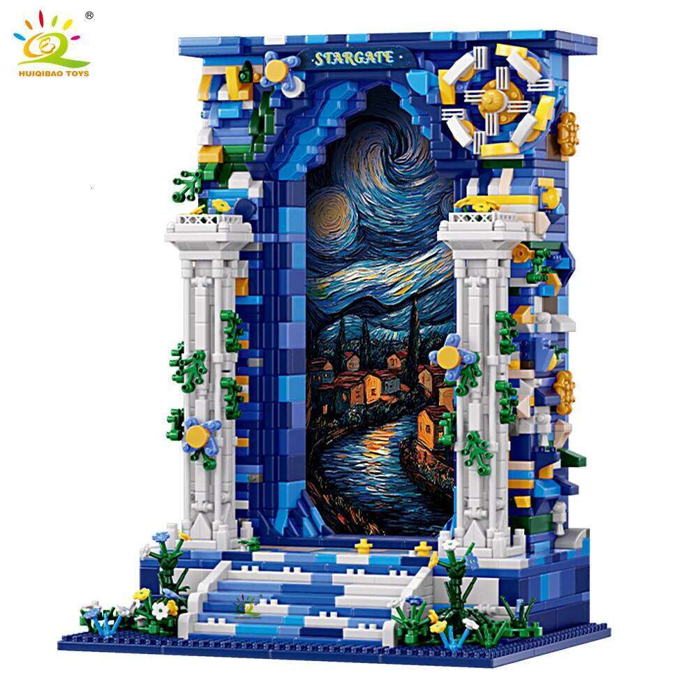 HUIQIBAO 1745pcs Wonderland Starry Sky Door Photo Frame Building Blocks Star Gate display stand micro mini birck Home Decoration Z260306