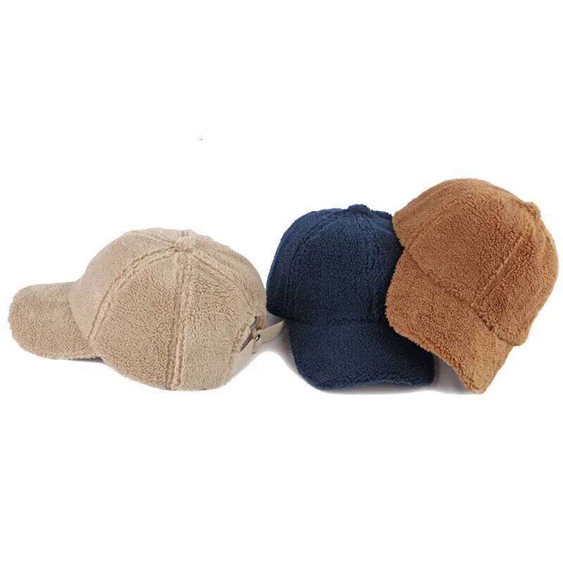 Autumn Winter Women Artificial Lamb Wool Hats Keep Warm Plush Caps Spring Baseball Cap Solid Sunshade Y260304