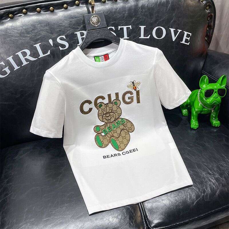 European High-End Embroidered Mercerized Cotton Short-Sleeve Summer New Men's Half-Sleeve T-Shirt