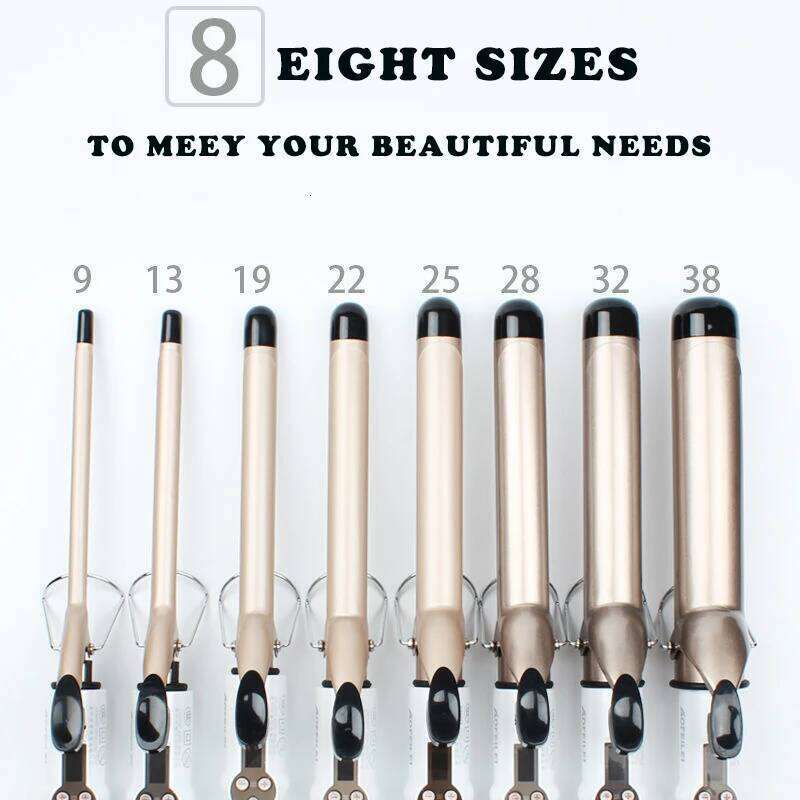 Temperature Setting Electric Curler Long Tong Wand 9-38mm Professional Hair Curling Iron LCD Screen 26Y0306