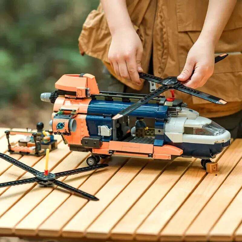 City Series Explorer Base Helicopter Creative Building Blocks Jungle Exploration Forest Adventure Kids Toys Gift Z260306