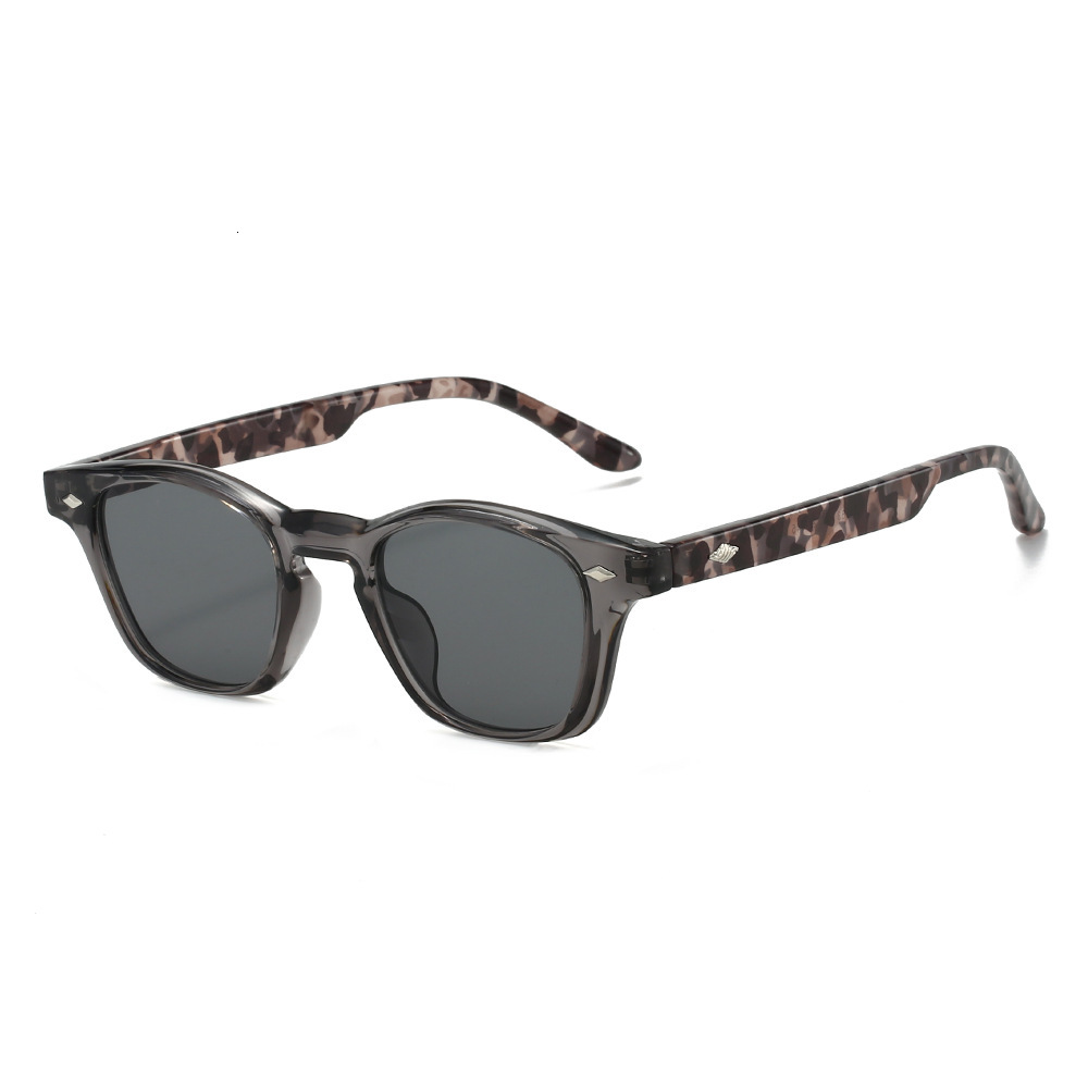Cool Square Glasses European and American New Style Small Frame Single Beam Trendy Fashion Sunglasses with Studs