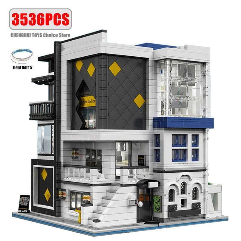 3536PCS City Street View Building Blocks Modular Architecture Model MOC-67005 Modern Art Gallery Toys for Childrens Boys Gifts Z260306