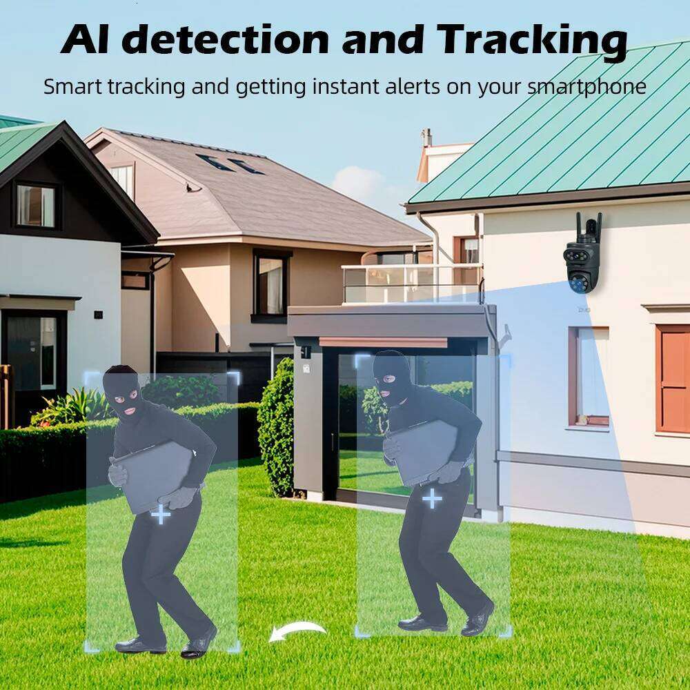 KERUI Tuya Smart 5K 10MP Dual Lens Outdoor Pan/Tilt Home Security Wi-Fi Camera 360 Motion Tracking Works With Alexa 26W0306