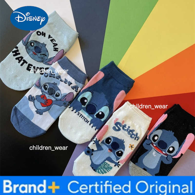 Disney In-Stock Cartoon Merchandise High Appearance Level Cute Stitch Free Sized Cotton Soft Short Socks Suitable For Boys And Girls H260306