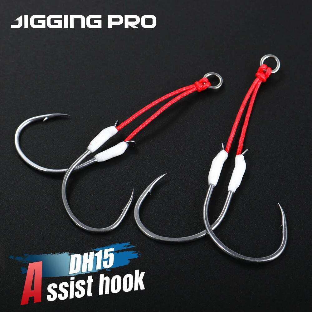 JIGGING PRO 2Pairs Twin Assist Metal Jig 1/0 2/0 3/0 4/0 Sea Jigging hook BKK Barbed Hook Fishing Accessories S260305