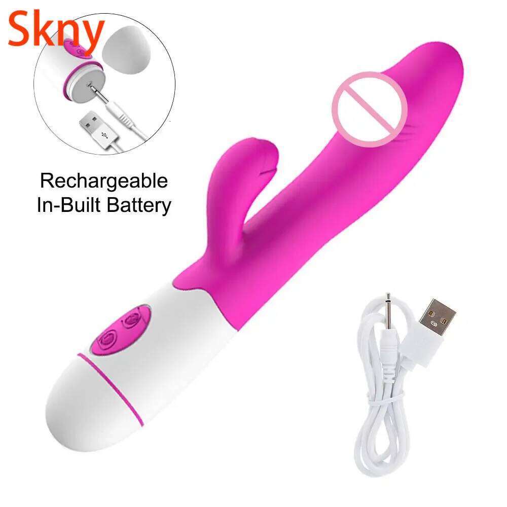 30 Speed Rechargeable Handheld Silicone Adult Clit Clitoral Clitoris Sex Toy G Spot Dual Motor Rabbit Vibrator for Women Female W260305