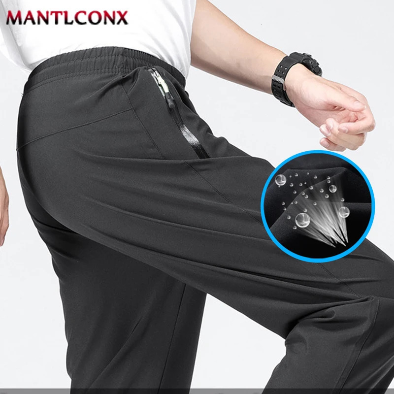 Breathable Mens Casual Pants Quick Dry Straight Elastic Waist Jogger Sweatpants Korean Classic Sport Trousers Plus Size 4XL 5XL 260304