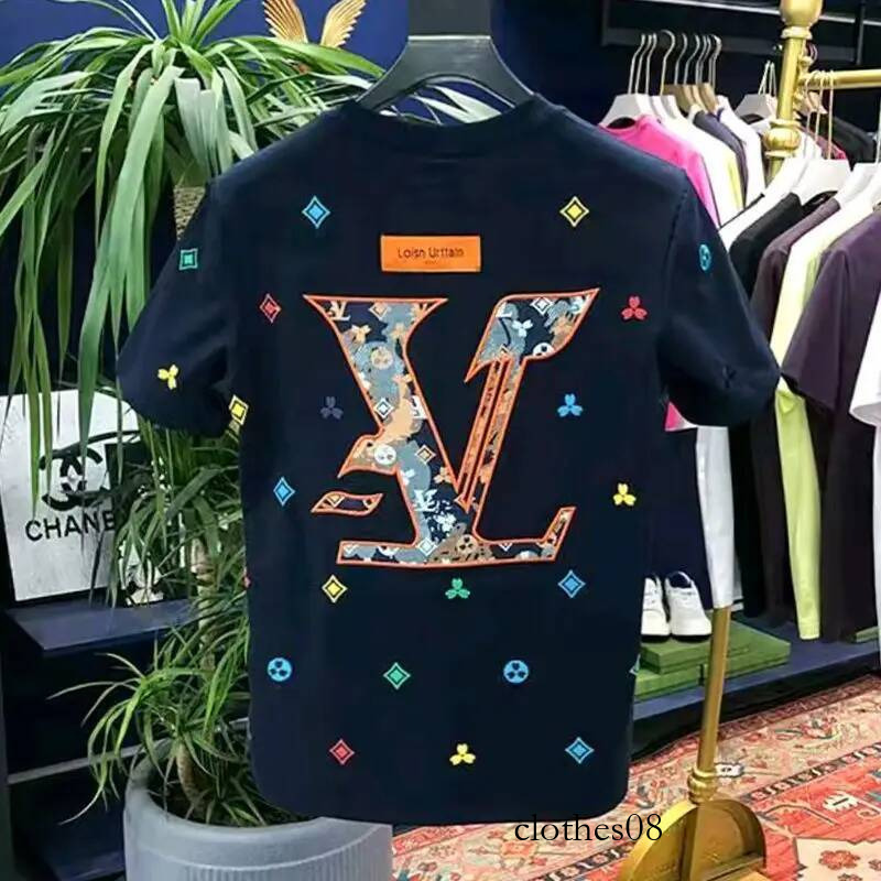 2025 Men's Embroidered T-Shirt Summer New Trend Top Casual Versatile Fashion Short Sleeve