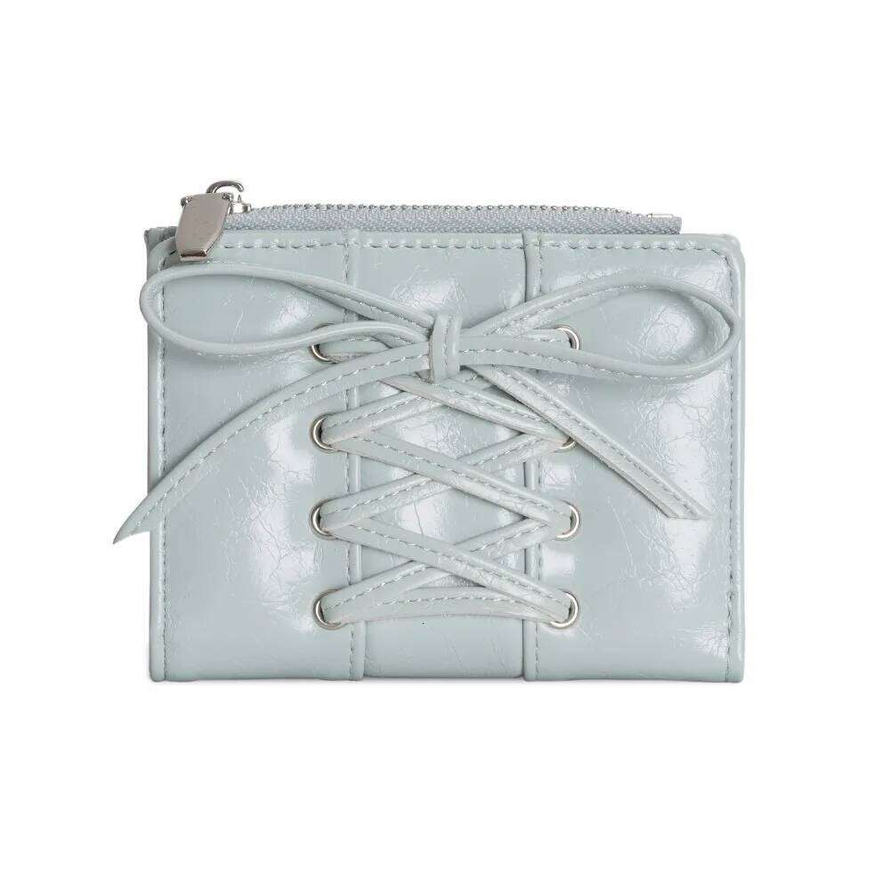 Simple Korean Style Bow Wallet Purse Short Clutch Coin Pouch Multi-function Zipper Card Bag Women C260304