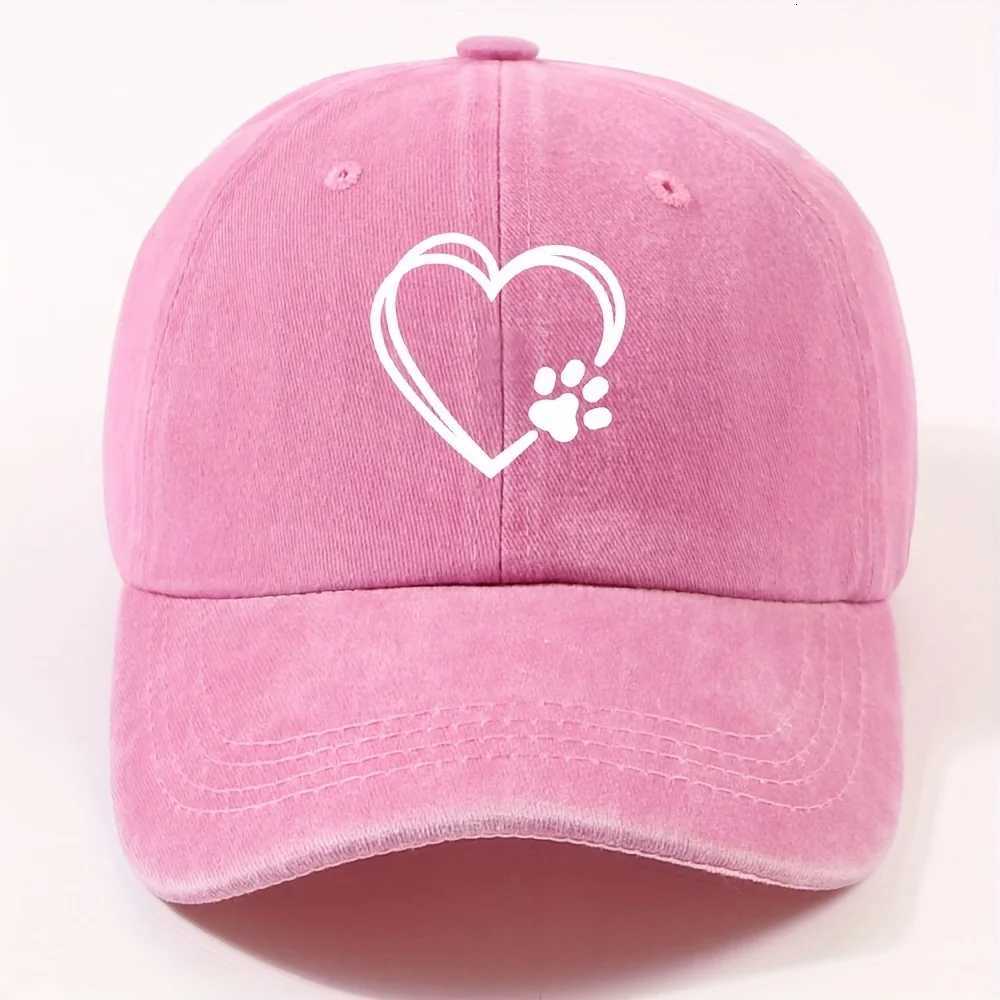 Double layered heart-shaped cat paw printed duckbill cap for both men and women adjustable dad baseball cap street riding cap S260306