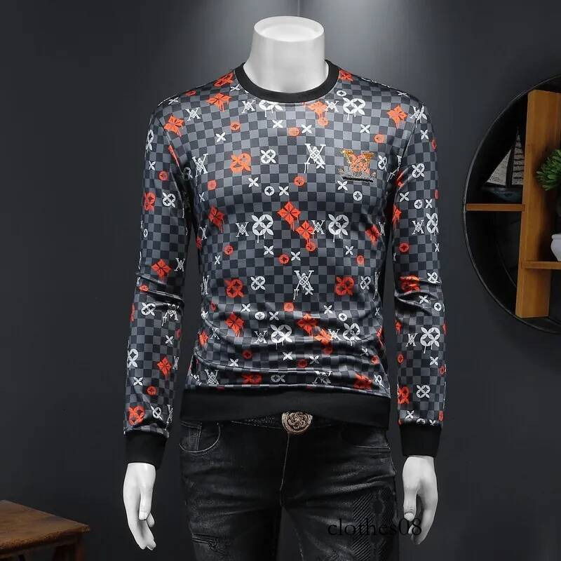 Men T shirt Faionable Embroidered Base irt Trendy Sweatirt Casual Loose Fit Cotton Polyester Blend Autumn Spring Wear