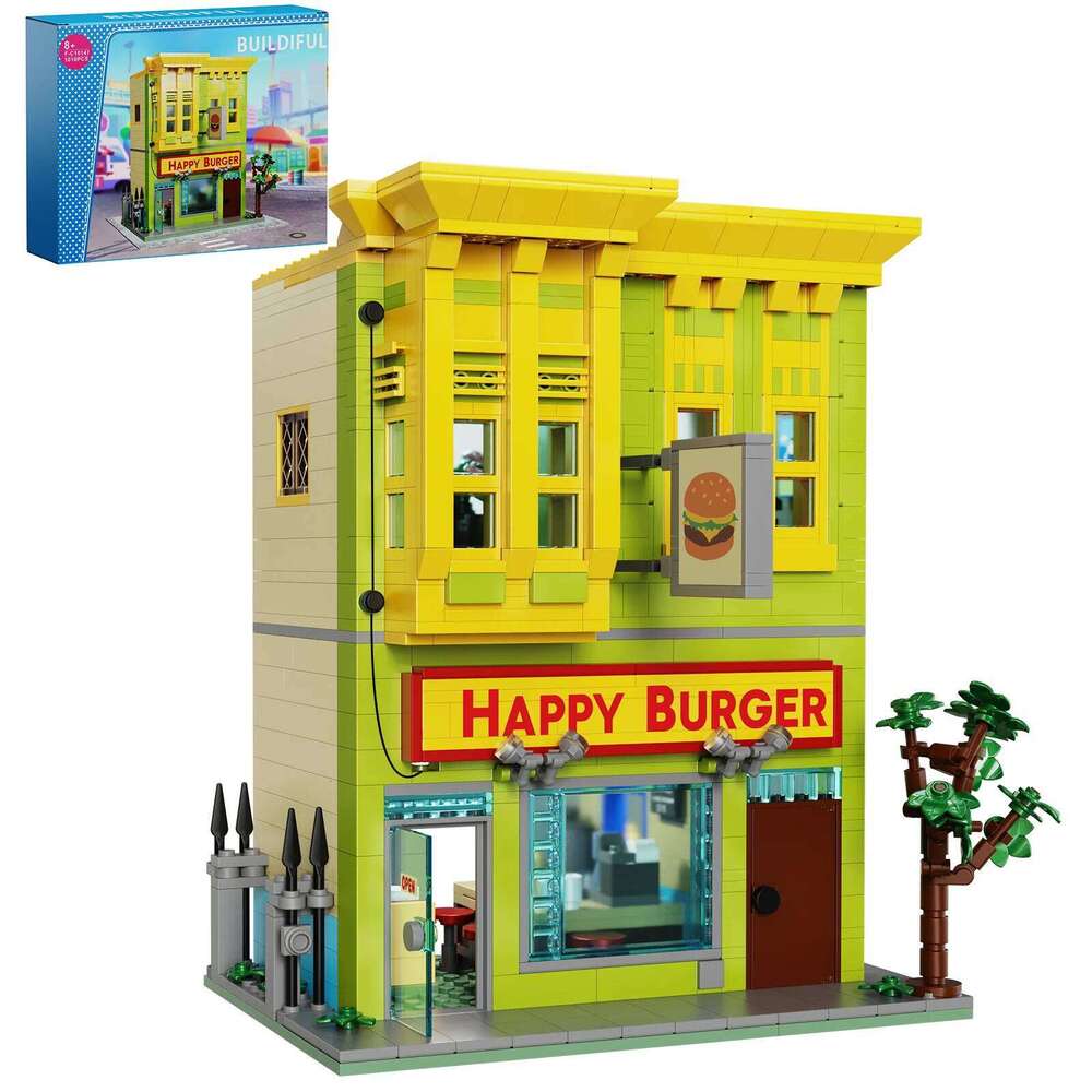 BuildMOC Burgers Store Building Block Set Ideas Bob Movie Street View Model Toys Children Gifts1018PCS Z260305