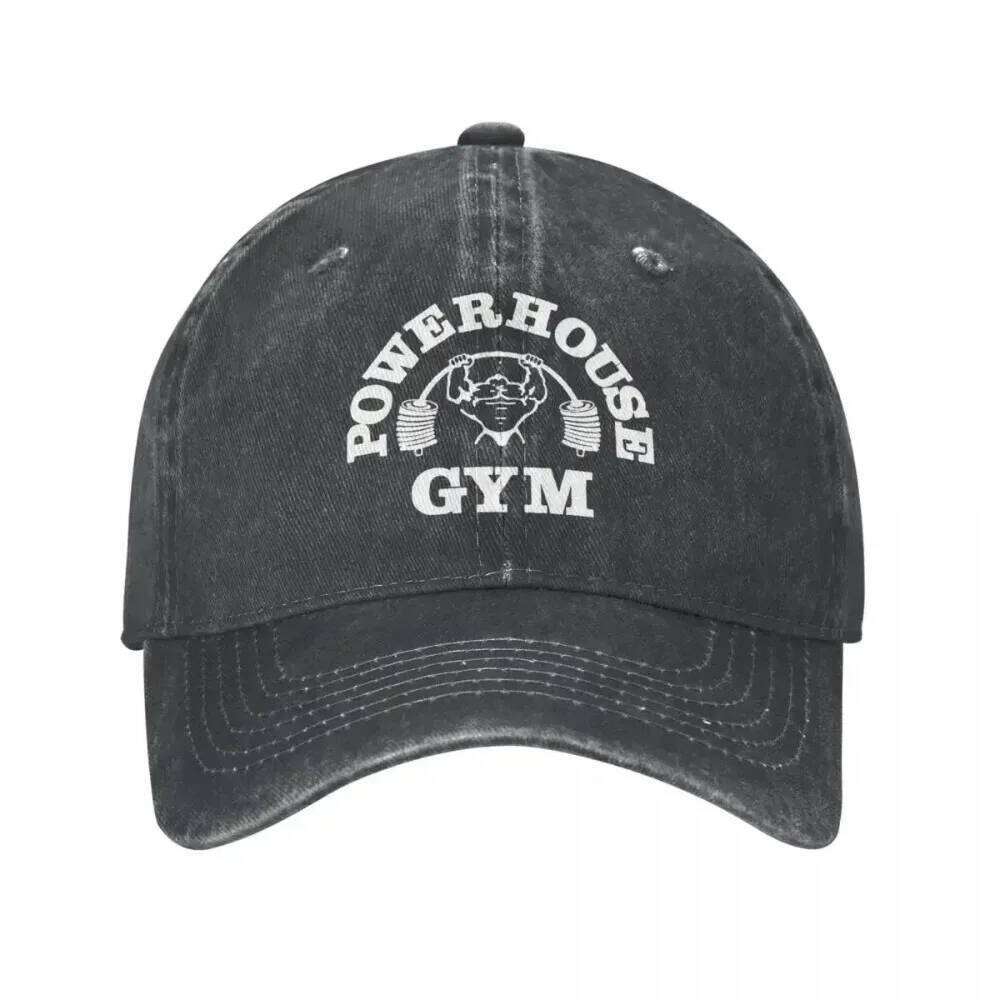 2025 Classic Denim Powerhouse Gym Caps for Men Women Summer Adjustable Baseball Hat Funny Sun Protection Y260304