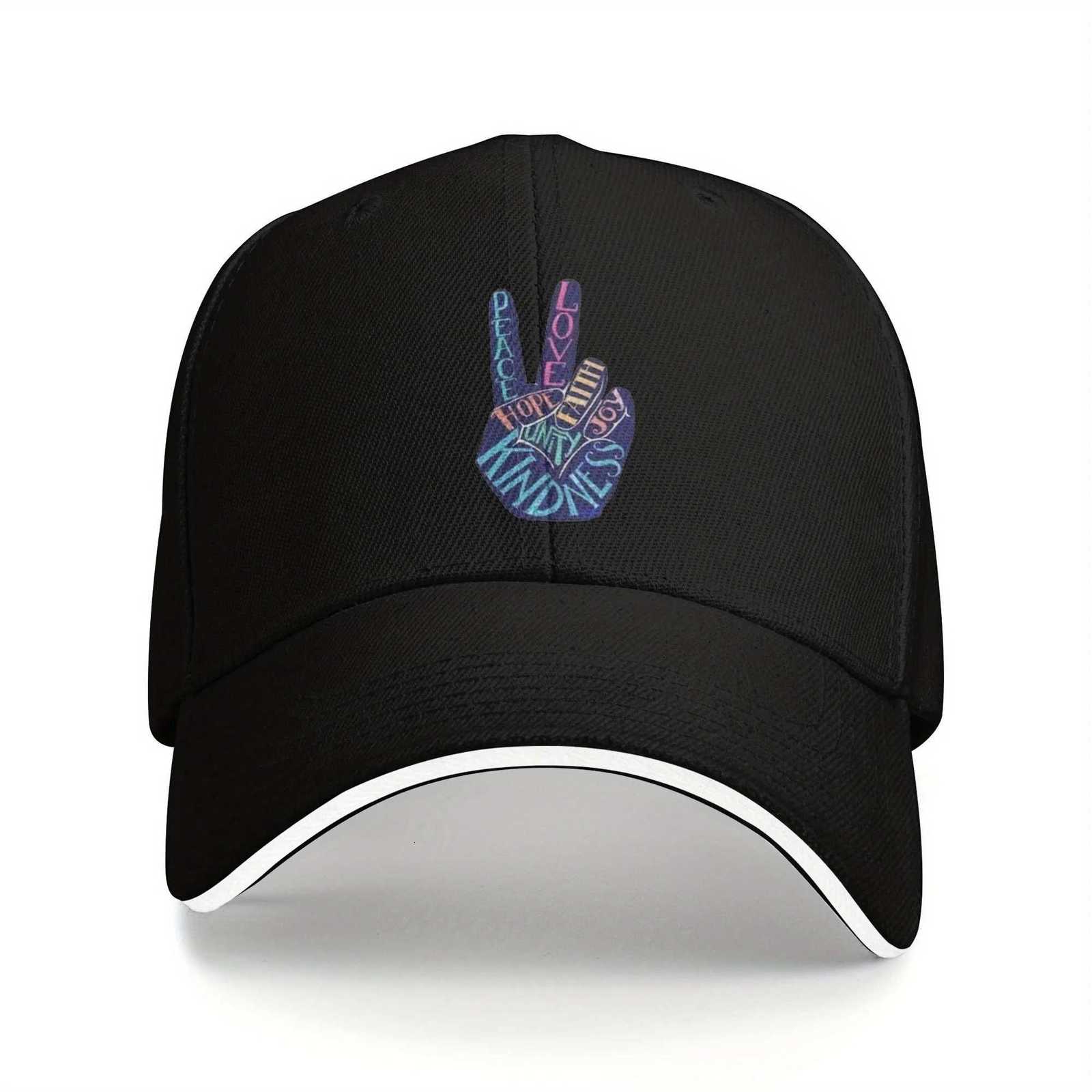 Peace Love Kindness Graphic Baseball Cap Polyester Adjustable Outdoor Unisex Adult Sports Cap S260306