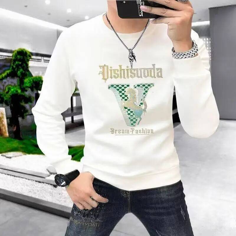 Autumn Winter Printed Men's Hoodie Loose Fit round Ne Casual Streetwear Korean Spring Summer Faionable Hong Kong Sle