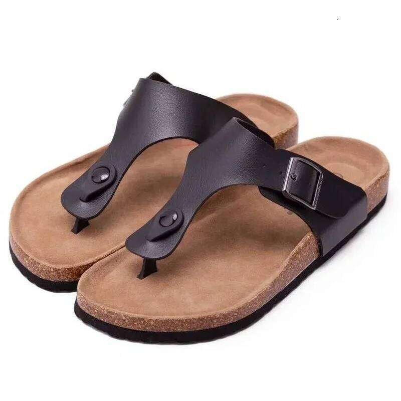 2025 Summer Cork Outdoor Flip Flops Slippers Couple Beach Sandals Shoes for Women