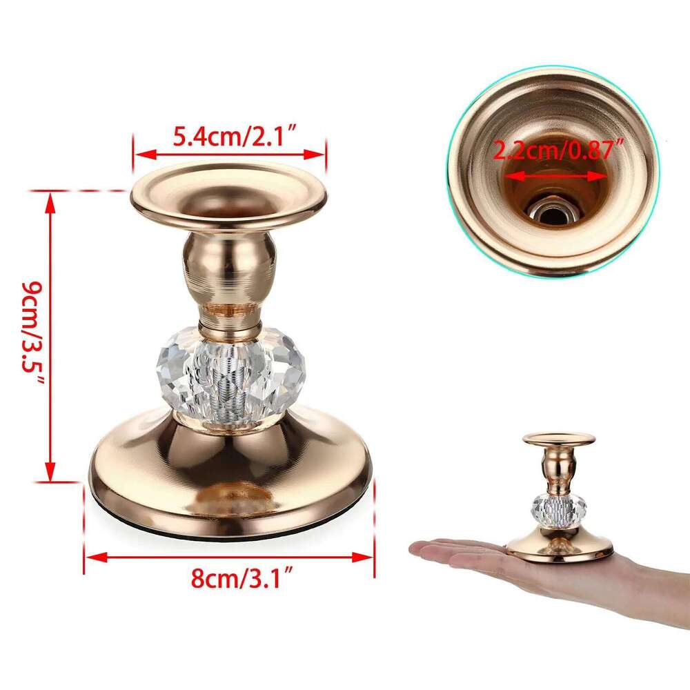2PCS Gold Holders Vintage Brass Taper Holders, Metal Crystal Candle Stands Elegant Candlestick XJ260305