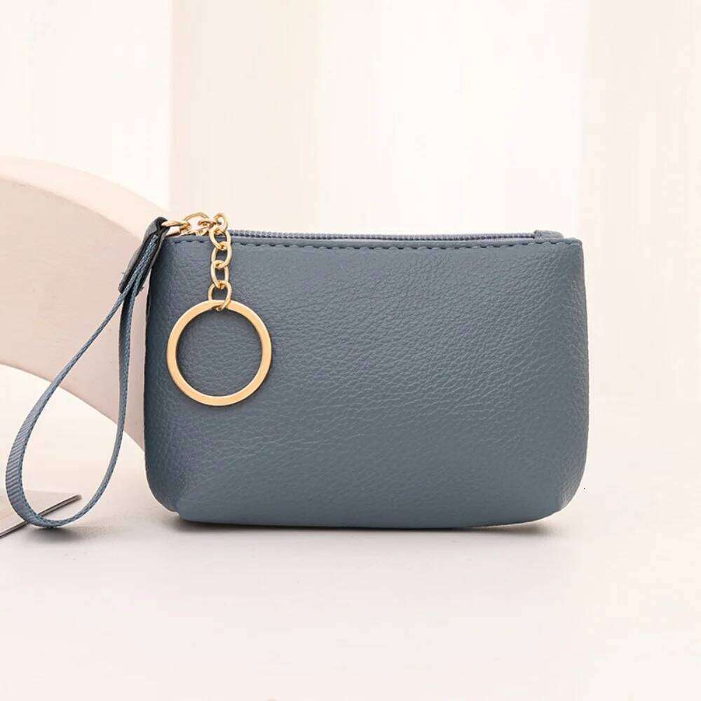 Solid Color Handheld Zipper Short Small Women's PU Leather Mini Coin Key Bag Multifunctional Pendent Wallet C260304
