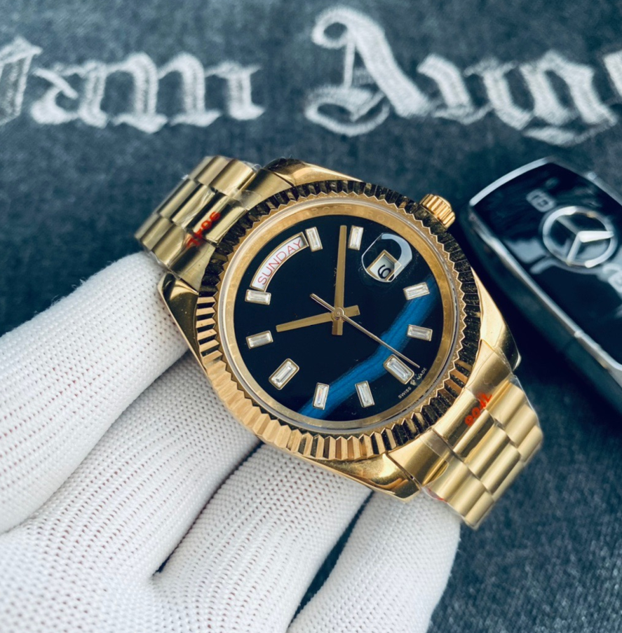 Mens Watches Designer Automatic Mechanical Movement Day Date Watch Gold Wristwatch 41mm Steel Strap Life Waterproof Gift WristWatches for Men #22