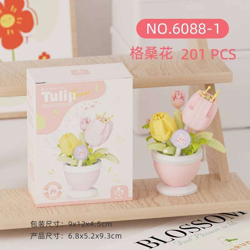 2024 New Original Rose Box Tulip Lotus Building Blocks Flower Model Tiny Particle Gift Toy Z260306
