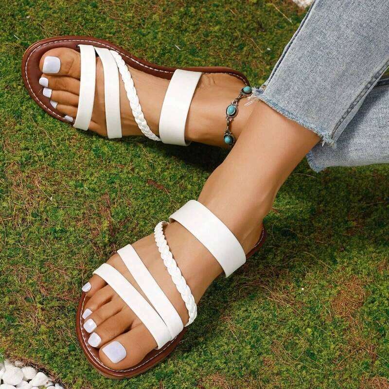 2025 Designer Casual Flat Fashion Lace Women Sandals Luxury Brand Open Toe Party Beach Non-slip Slippers