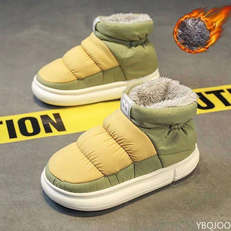Large Size Autumn Winter Fashion New Item with Plush and Thick Warm Boots for Outdoor Comfort Men's Cotton Shoes