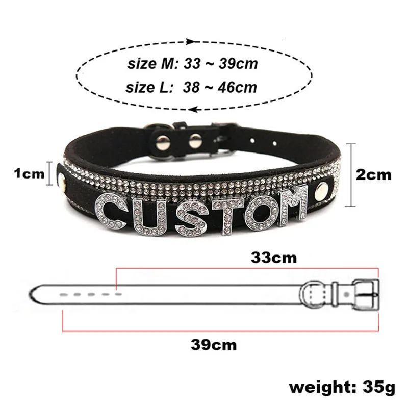 Shiny Rhinestone Letters Custom Collar Choker Necklace Women Men Sexy Black Soft Leather Customized Name Cosplay Party Jewelry 260302