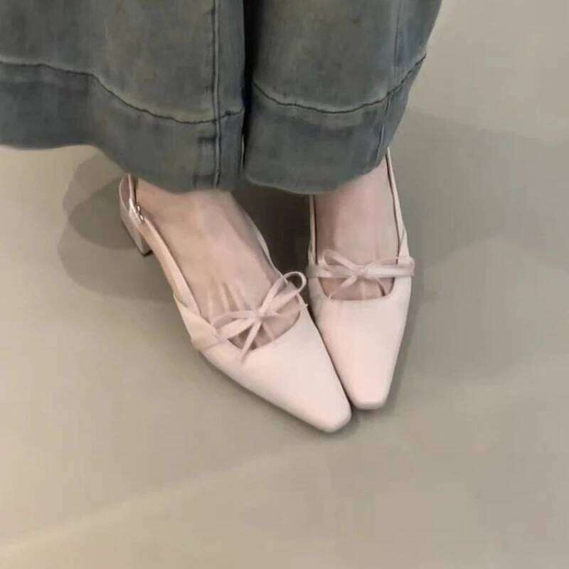 Bow Strap Women's 2025 Summer New Fashion Shoes for Design Open Toe Thick Heel Outdoor Slippers Ladies Zapatillas Mujer