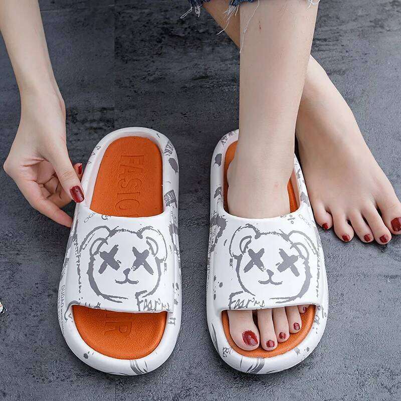 2025 Summer New Bathroom Couple Non slip Slippers Korean Edition Outdoor Wear Indoor Home
