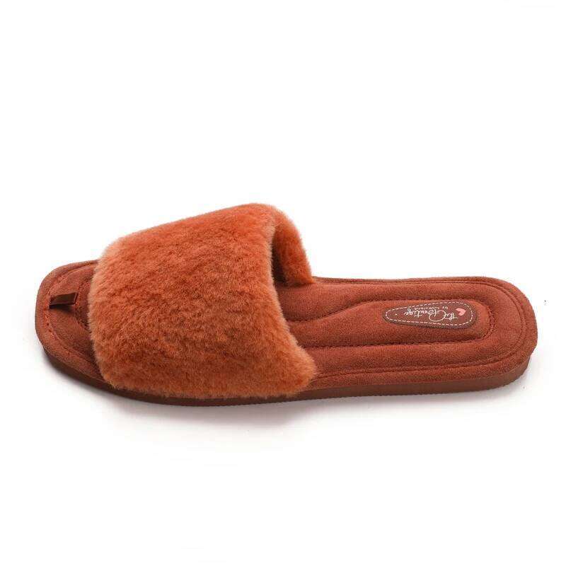Litfun Plush Flat Women Warm Slides Cozy Soft Sole Faux Fur Shoes Female Cute Open Toe Home Slippers