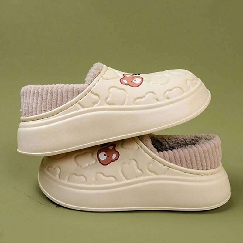 Litfun Winter Fluffy For Women Waterproof Soft Sole Plush Lining Indoor Slides Furry Warm Cozy Women's Slippers