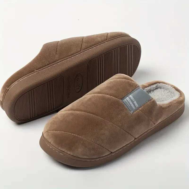 Large Size MenS Cotton Shones Winter Casual Warm Plush Women Men Special Indoor Slippers Couples Non-Slip Stripe Slide Slipper S260305