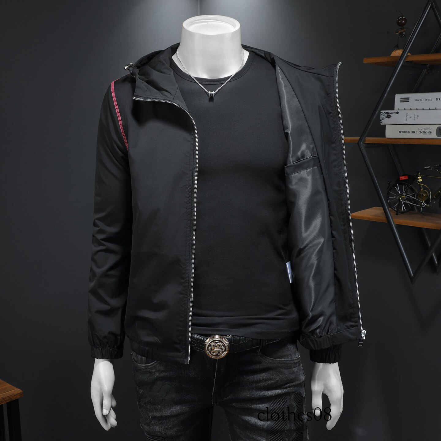 European Station 2026 Spring New Men's Hooded Jacket with 3D Embroidery, Large Size, High-Quality Casual Coat
