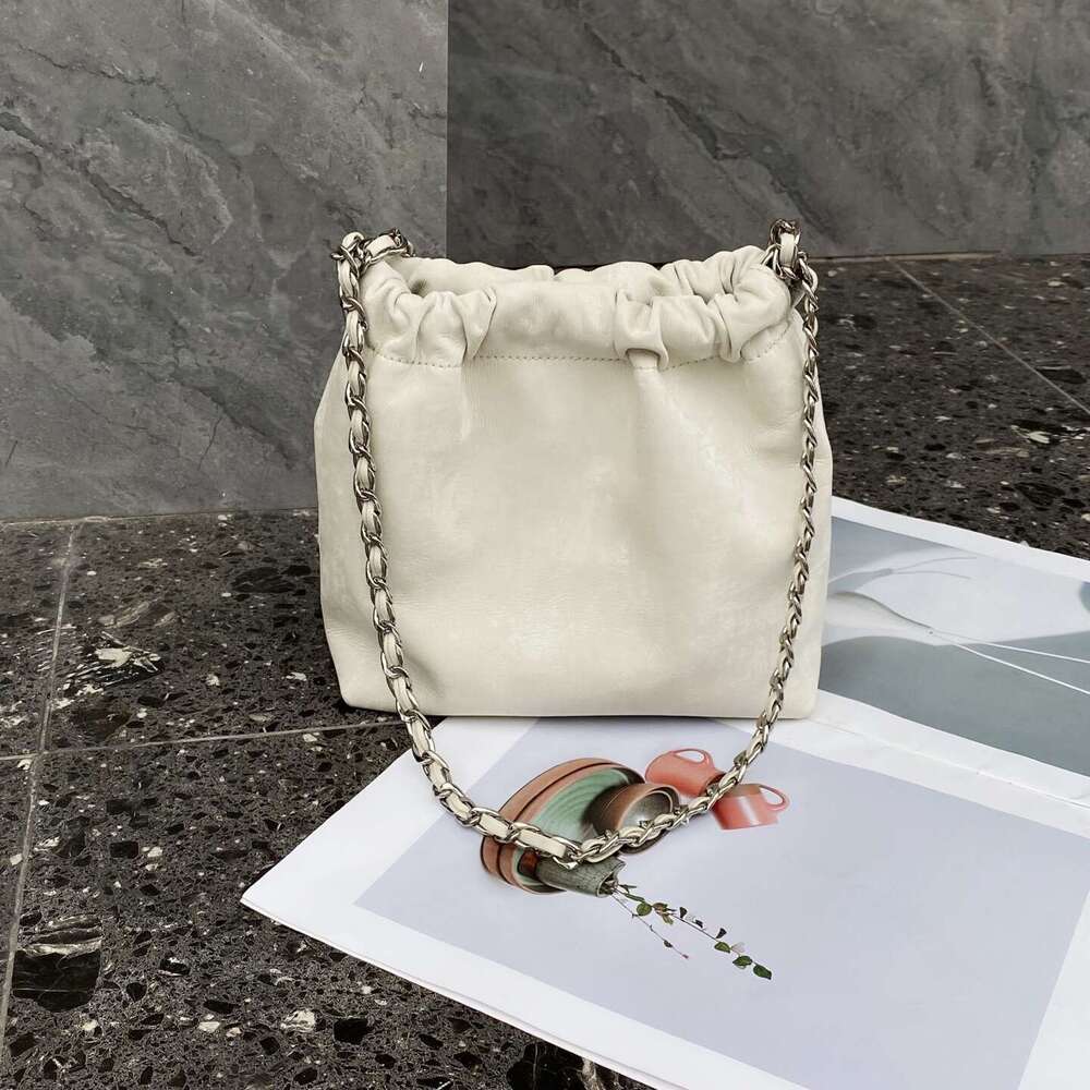 Tote Genuine Leather Bucket New Chinese Style Single Shoulder Crossbody Bag Versatile Silk Chain Handbag