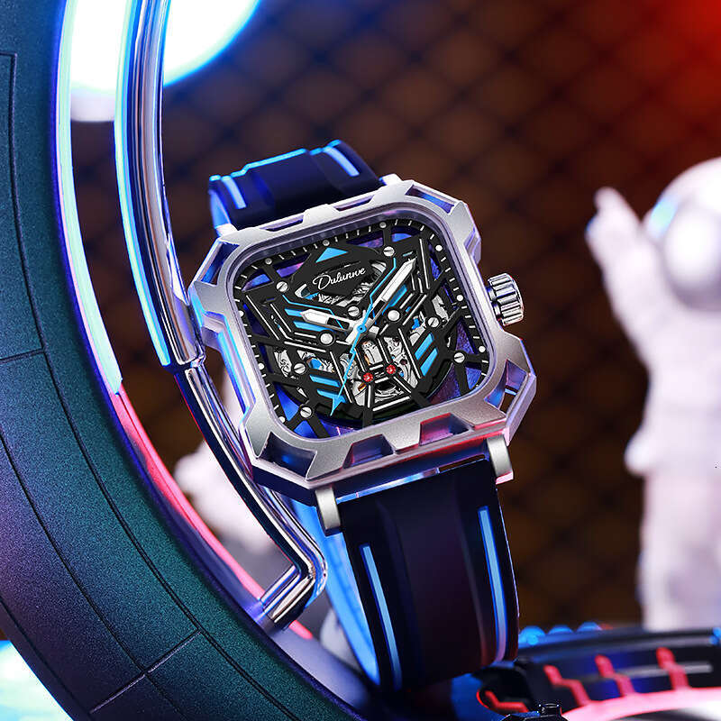 Authentic fully automatic mechanical watch, new concept, fully transparent diamond shaped waterproof, strong luminous, fashionable and trendy men'