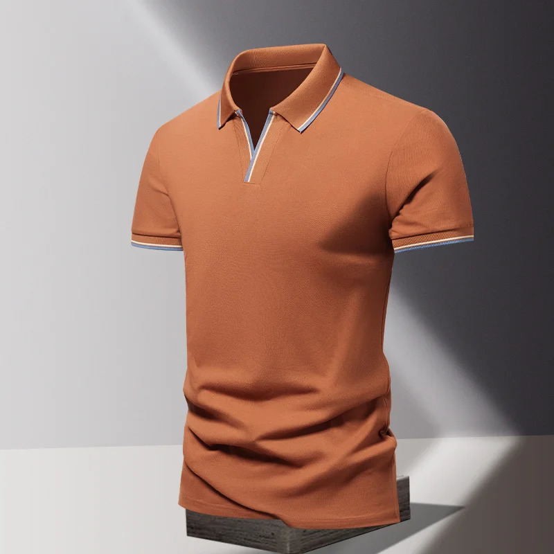 POLO shirt mens summer fashion ice silk quick drying short sleeved T-shirt solid color loose casual business collar top 260304