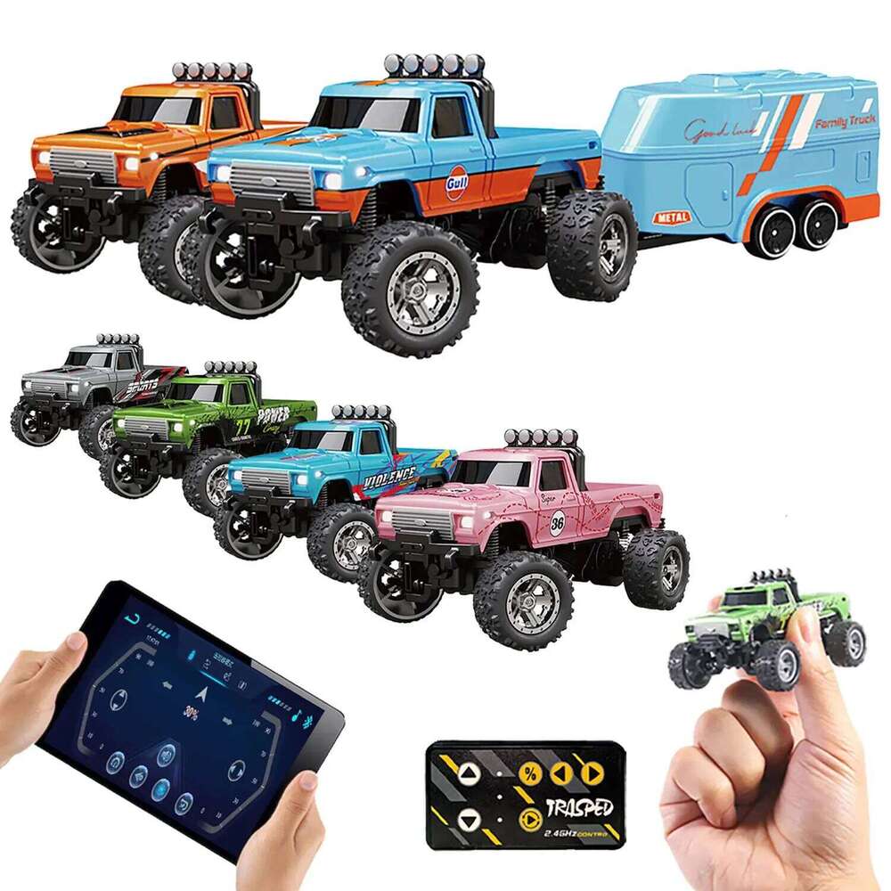 RC Monster Truck 1/64 Mini Climbing Car, Alloy Material, 2.4G Remote Control Electric Off-Road Vehicle. C260305