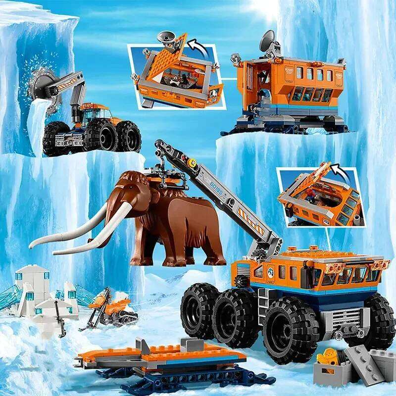 Compatible with City series building blocks Arctic mobile exploration base crane car MOC toys children's Christmas gifts Z260306