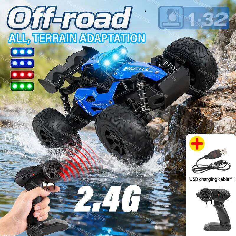 1:32 4WD RC Alloy Off Road 2.4GHZ Remote Control Cars Radio Buggy Truck Racing Drift With LED Lights RTR Vehicle Toys Gifts C260305