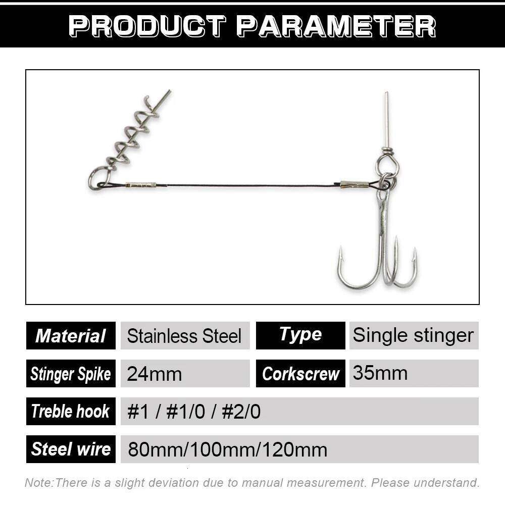 Spinpoler Stinger Wire Trace Leader With Screw Treble Hook For Soft Bait Shad Perch Trout Rubber Fishhook Predator Tackle 3pcs S260305