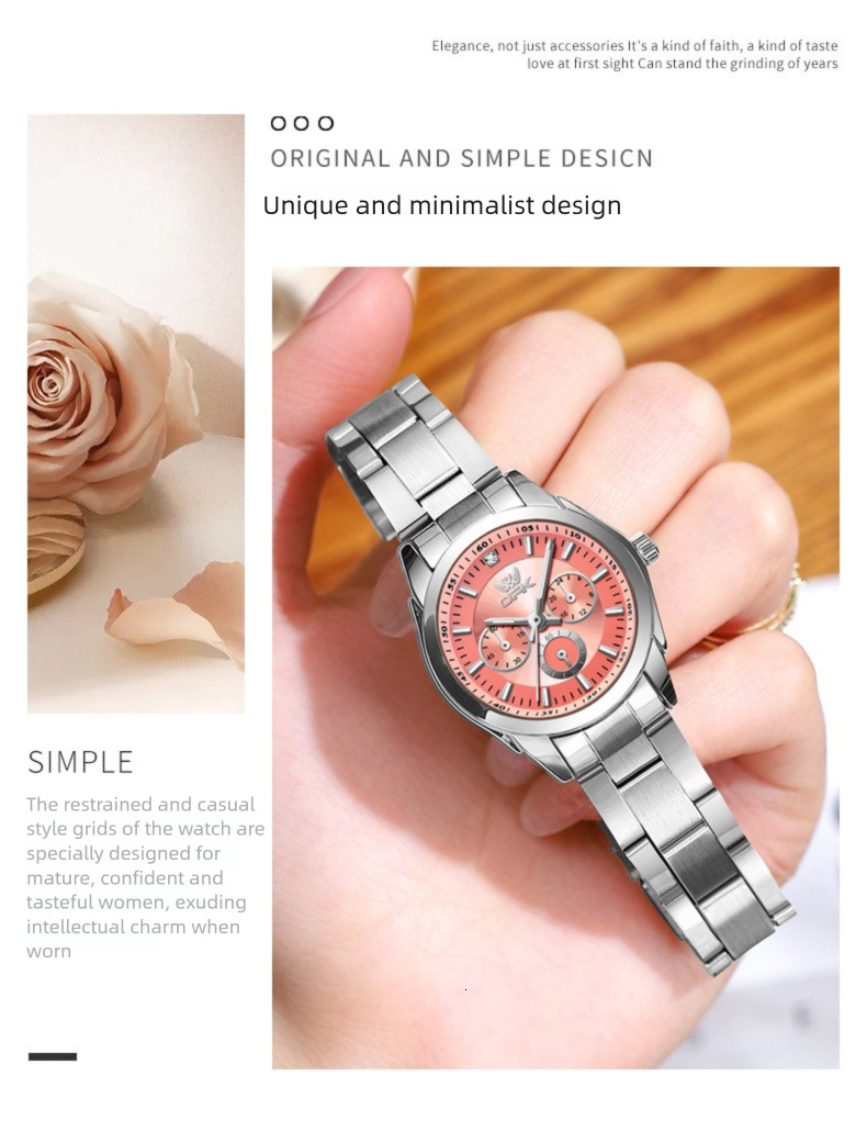 New popular European and American OPK brand watch, college style women's watch, three dial luminous waterproof quartz luxury women's watch