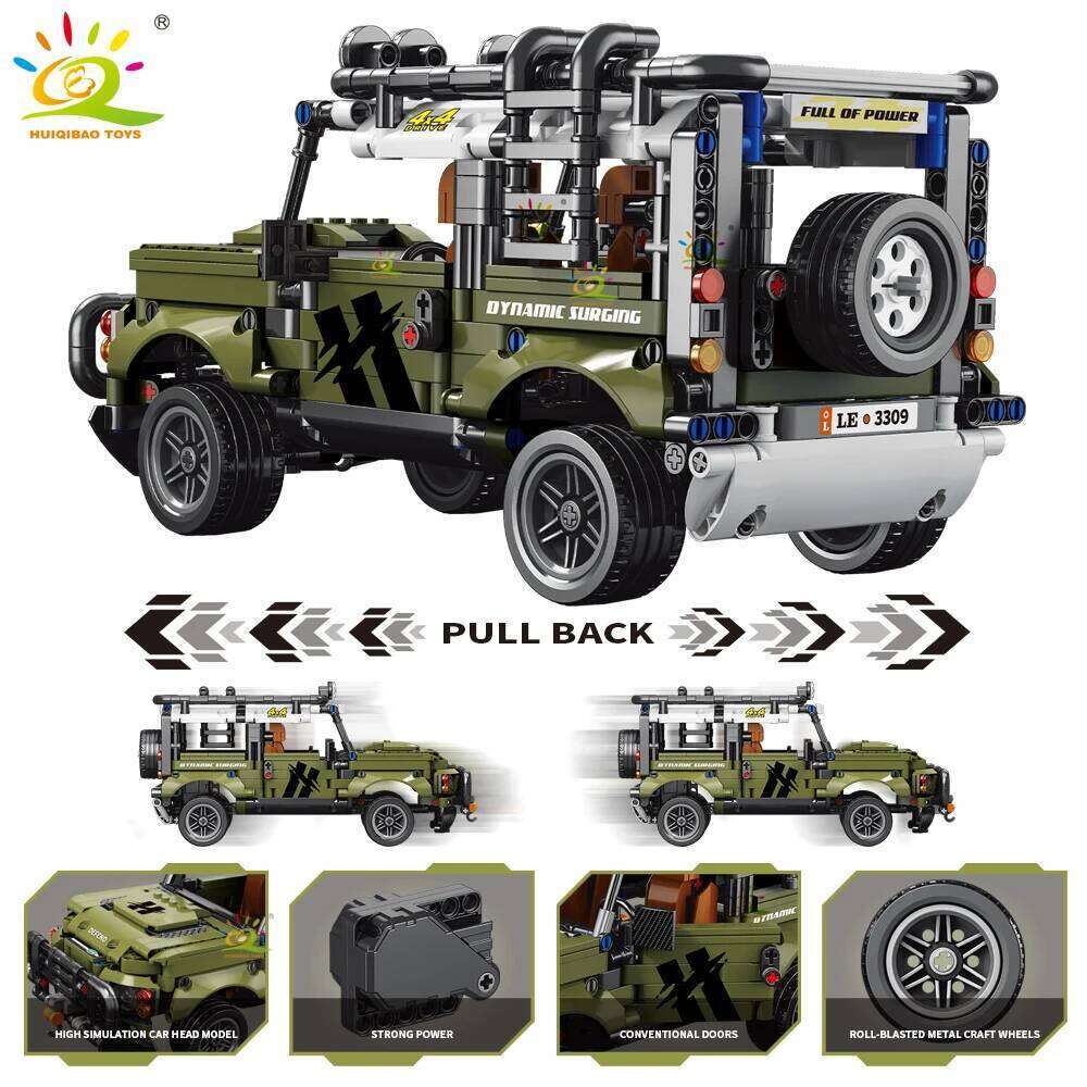 HUIQIBAO 1:14 Off-road Vehicle Racing Car Technical Model Building Block MOC Truck Brick Children City Construction Toy Boy Game Z260306