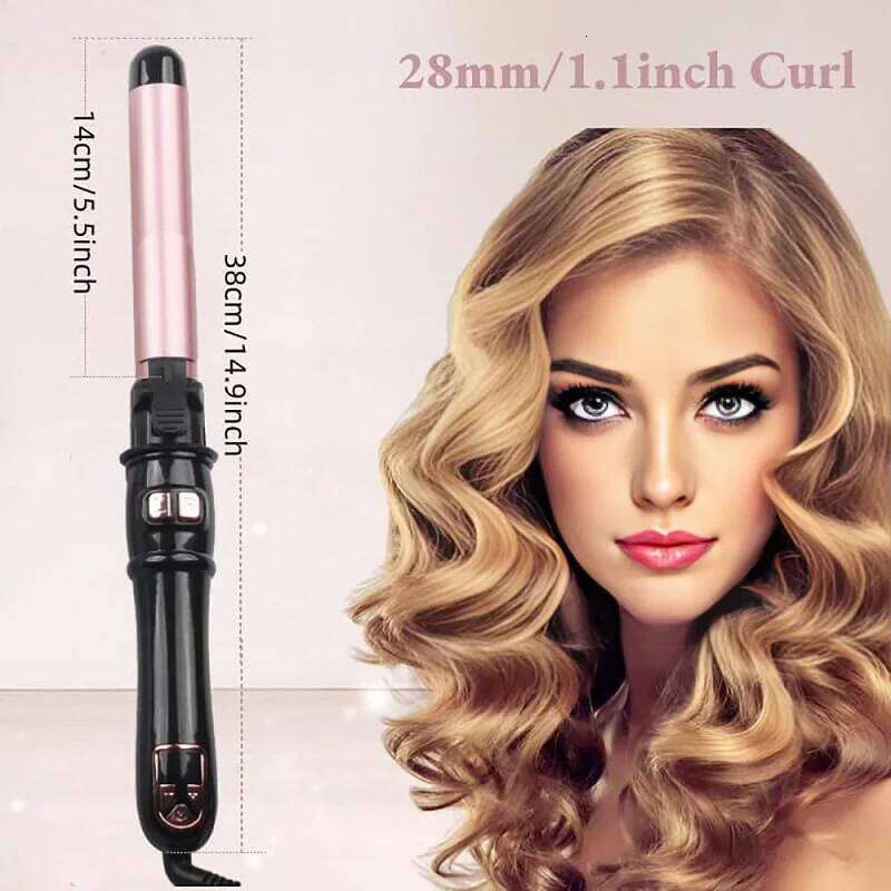 Automatic 1.1inches Rotating Iron with LED Display Fast Heating Curling Wand Hair Curler for Home&Travel Use 26Y0306