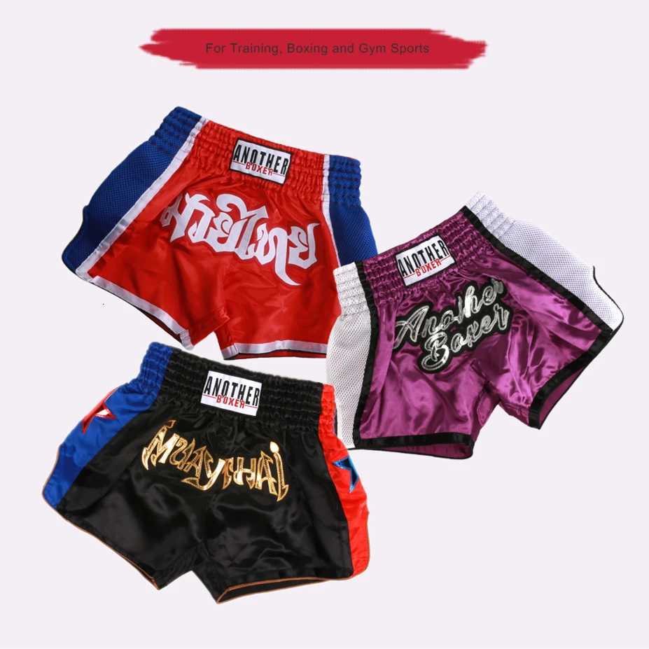 ANOTHERBOXER Mens boxing Shorts Women Embroidery Muay Thai Shorts Kids MMA Shorts Customized Quick Drying More Colors X260306